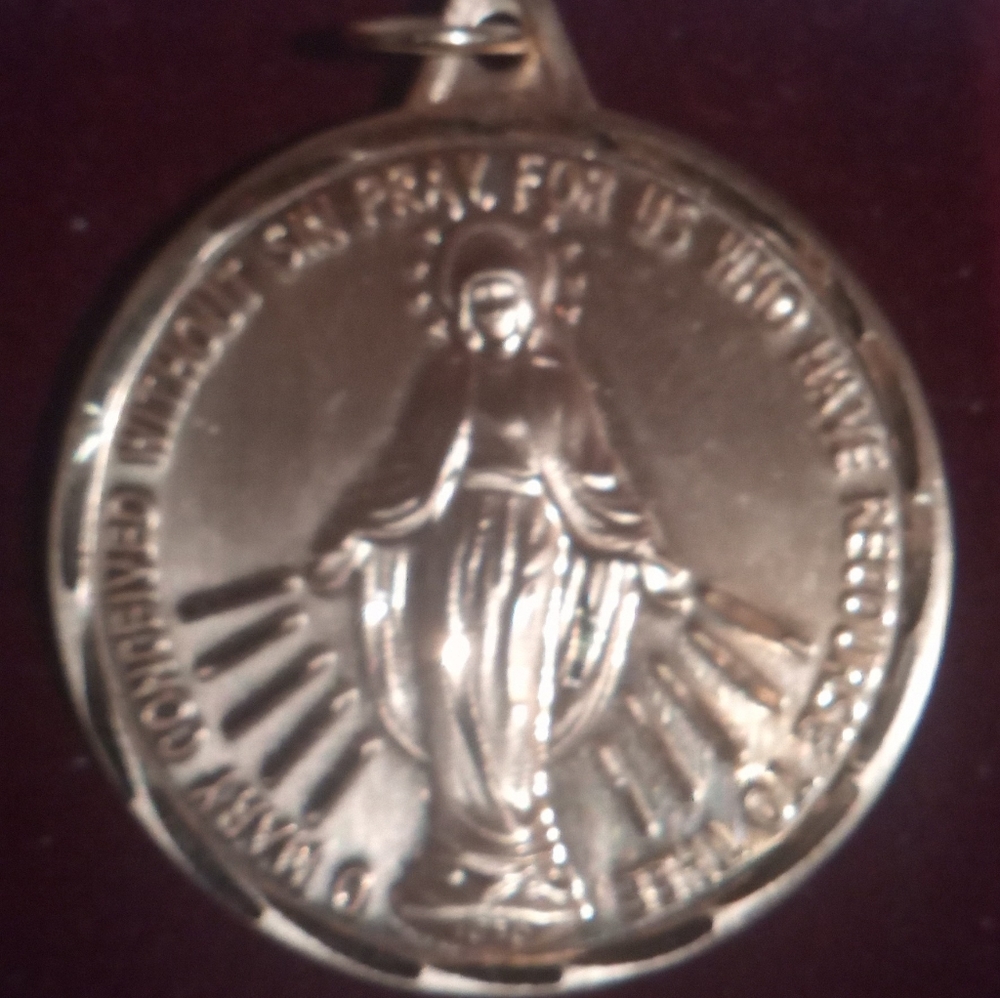 12KT Gold Filled Men's Large Round Miraculous Medal